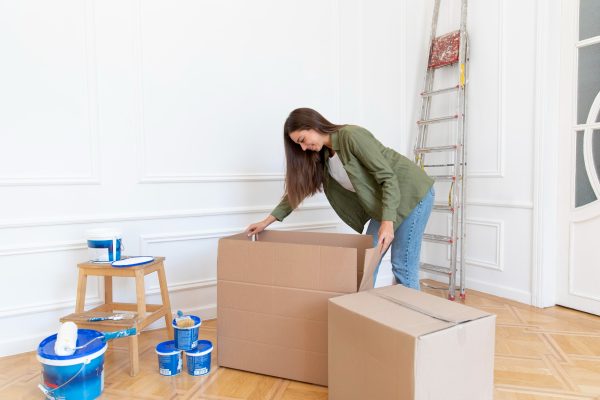 Well-organized moving boxes ready for transportation with Movevan's services in London